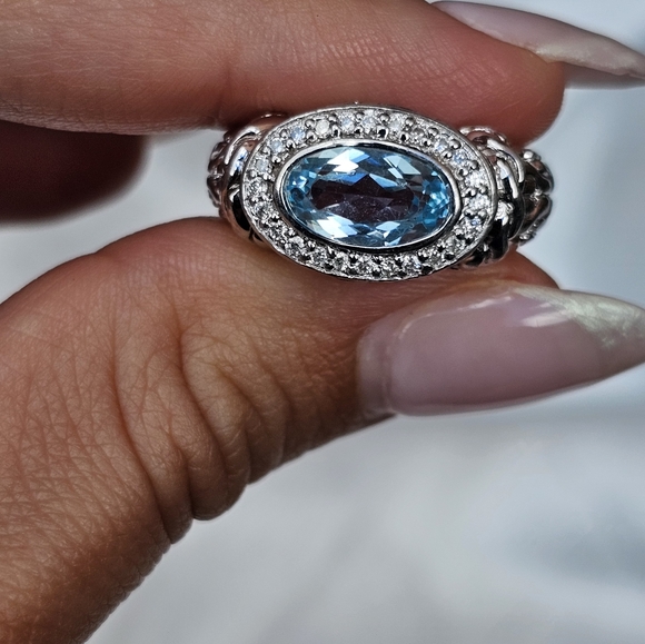 John Hardy Topaz Diamond Halo Ring - Picture 6 of 7